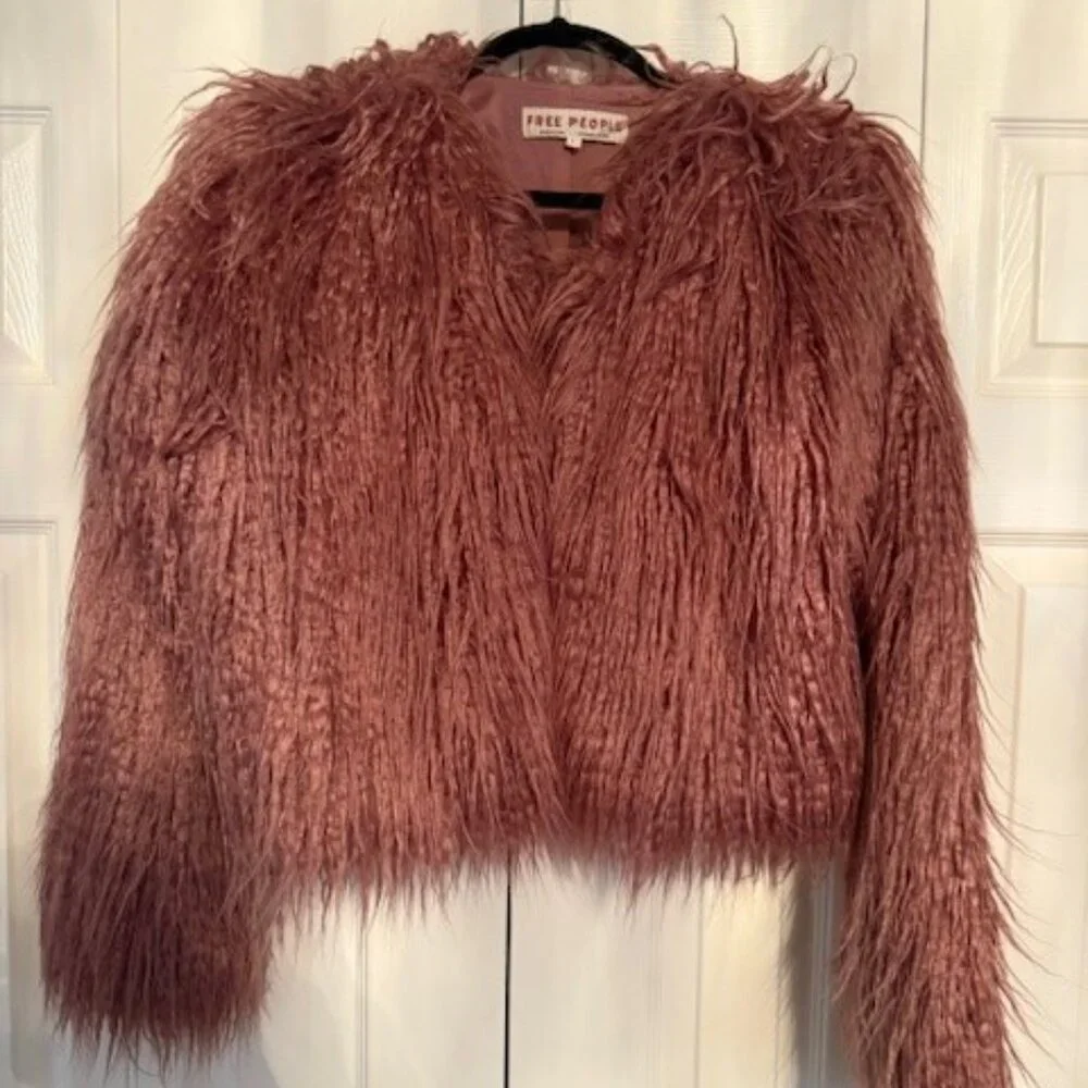 Free People Mauve Faux Fur Jacket - Picture 4 of 8